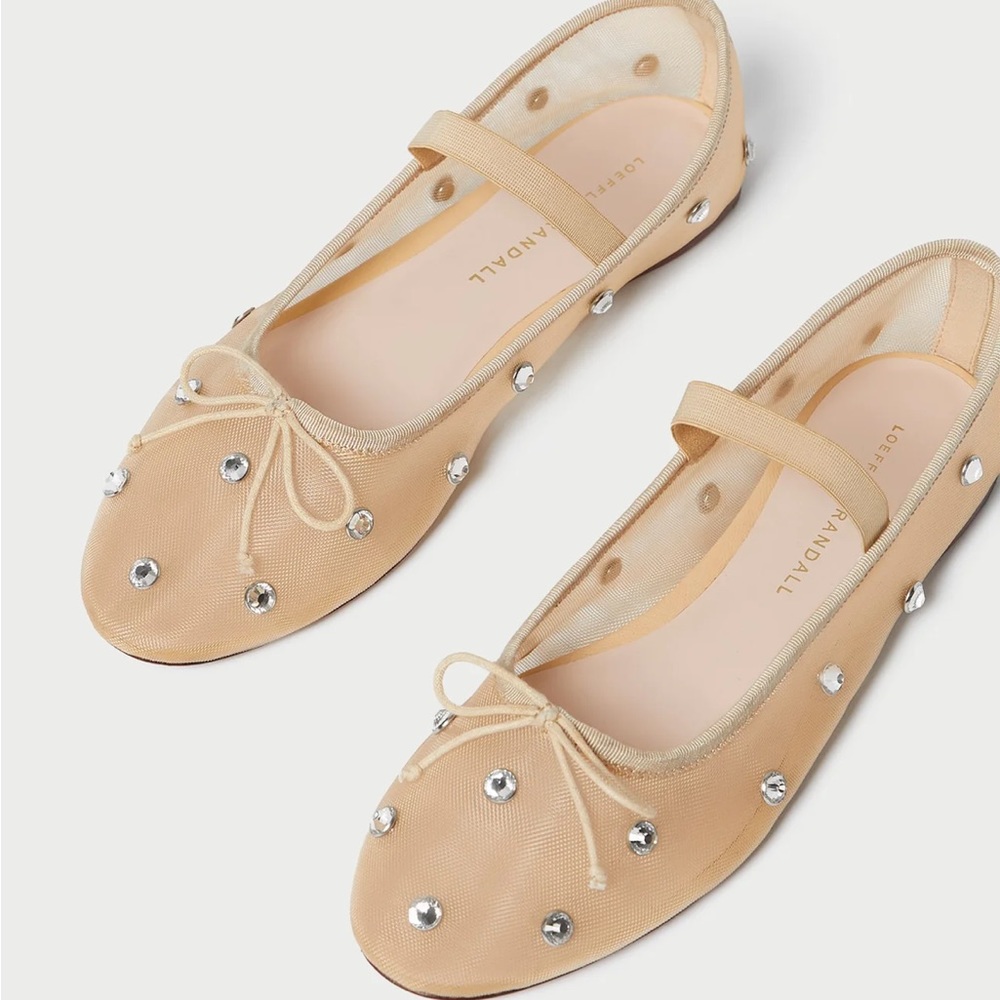 Loeffler Randall nude crystal mesh Leonies Size 8.5 + Khaite dustbag